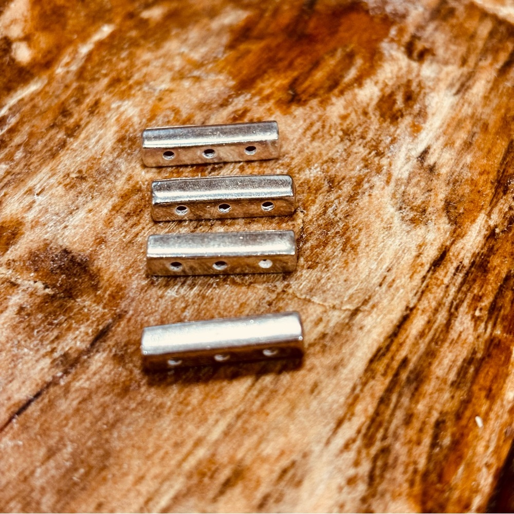 4-Sterling Silver Spacer Bars. 3-Strand Smooth - Rectangular 16x3.5mm